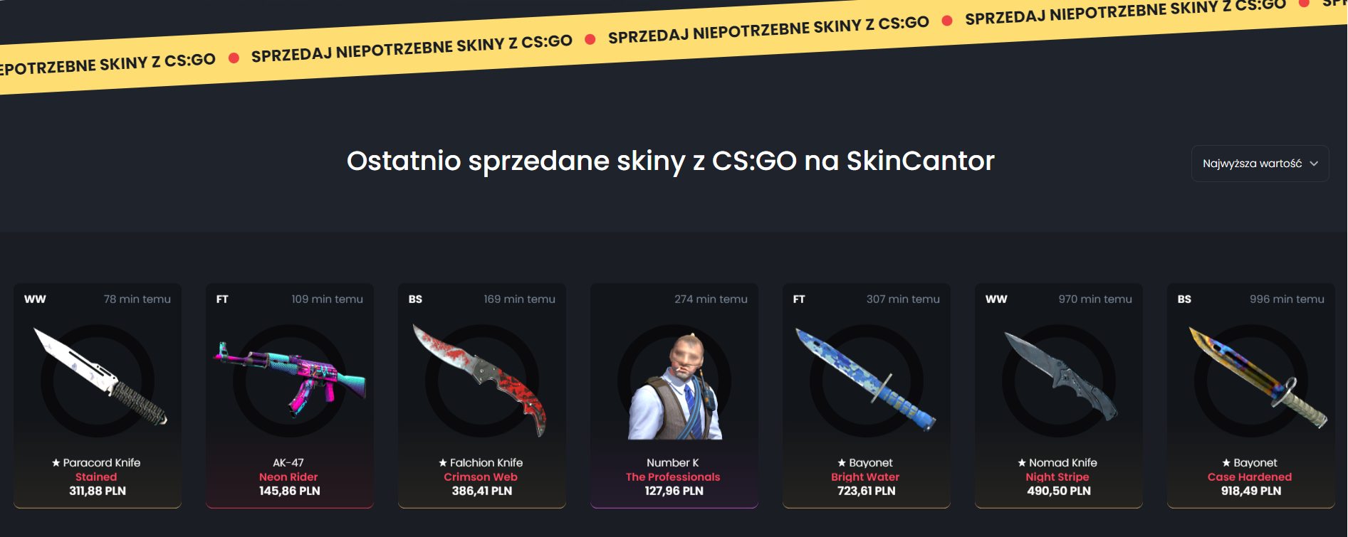 sprzedaz skinow CS2 za pln