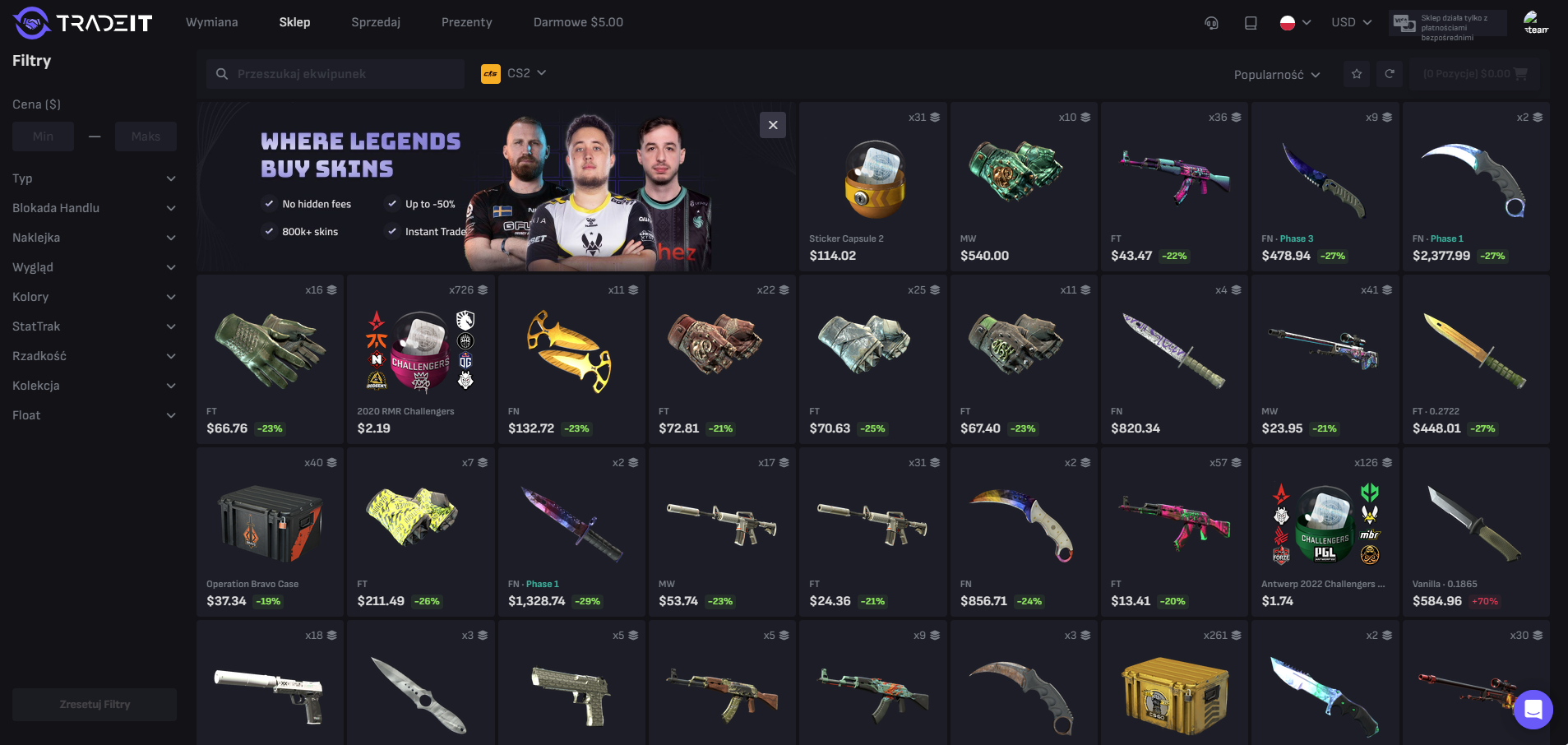 tradeit.gg wymiana skinow